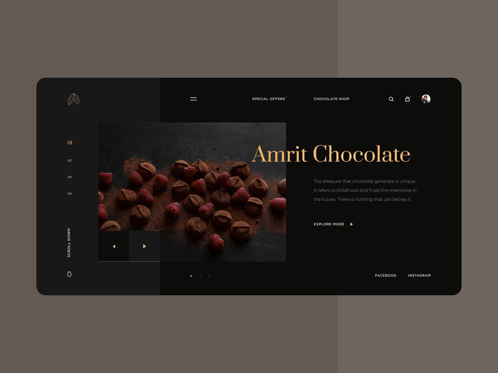 Amrit Chocolate website animation beans black chocolate cocoa dark ui ux ux design web web design website