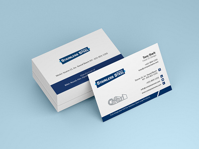 Business Card Design for Stainless Steel Firm brand branding business card business card mock-up card design logo print stainless steel steel visiting card
