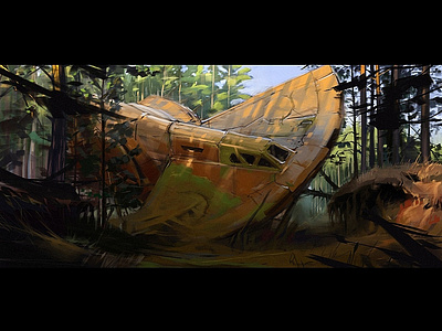 In the forest wilderness cg concept art illustration scifi sketch