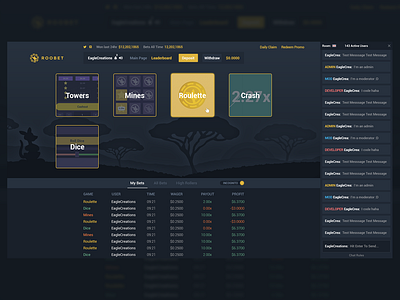 Gambling Site UI - Online Crypto Casino brand brand and identity branding csgo design logo ui ui ux uiux uiuxdesign ux web design webdesign website