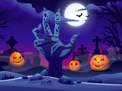 Rise from The Grave background cartoon event flat game graphic design halloween illustration landing page spooky ui zombie