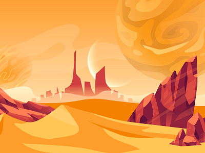 Desert of The Planet adventure background cartoon desert design environment fantasy flat graphic design illustration landscape planet sand space ui vector website