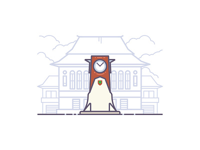 Pasar Gedhe Clock Monument art central java city clock icon illustration indonesia landmark line monument solo surakarta