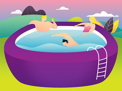 People In A Pool cartoon character display illustration people ui