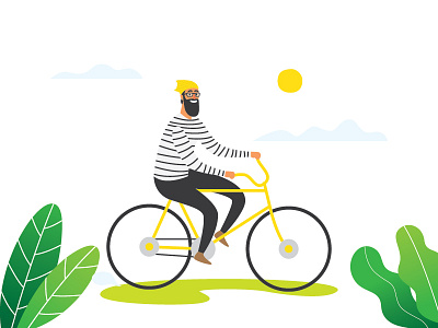 Man, It's Summer! bike cartoon character illustration interface layout people summer