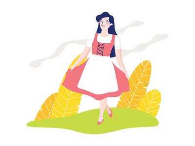 Lady In Dirndl cartoon character flat illustration nature people style traditional