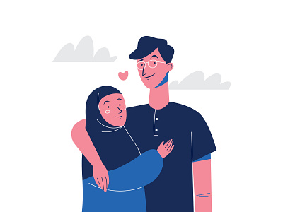 Old Together character couple flat illustration love people romantic