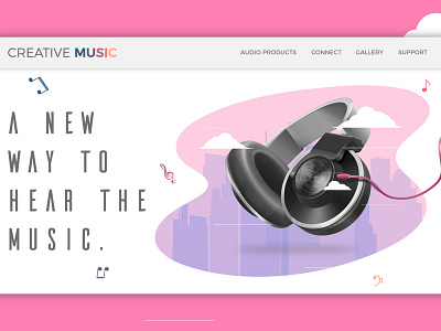 Creative Music Web UI app brand branding clean design flat icon identity illustration illustrator lettering logo minimal mobile type typography ui ux vector website