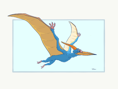 Don the Pteranodon cartoon dinosaur draw illustration sketch