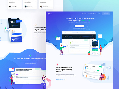 Upturn Credit - Homepage Design branding credit repair credit score fintech homepage illustration startup ui