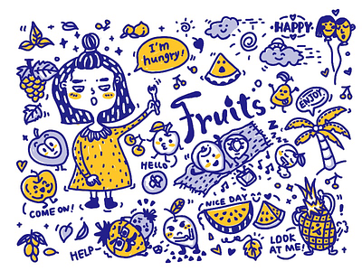 Niuniu & Fruits illustration