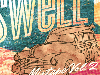 Swell illustration mixtape surf swell typography woody