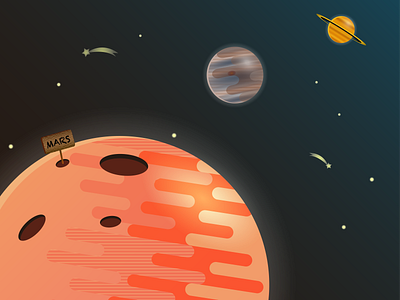 Moving to Mars design drawing galaxy illustrator jupiter mars planets saturnus