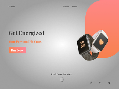 Fit_Watch adobe xd figma landing page ui design