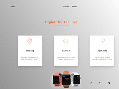 Fit_Watch-2 adobe xd card ui features page