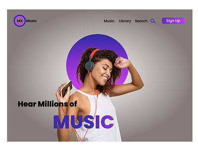 Music_UI adobe xd branding figma landing page