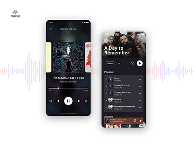 Muse - music player app interface briefbox design figma ui ui design visual design