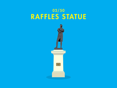 02/50: Raffles Statue architecture buildings flat design illustration raffles statue singapore