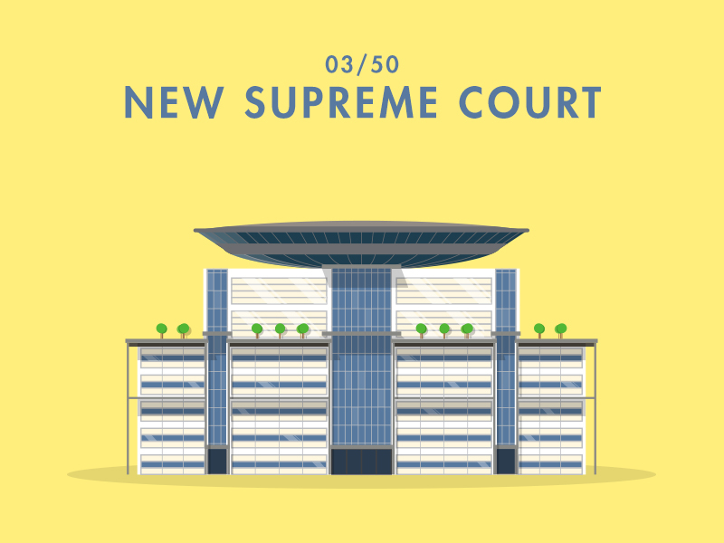 03/50: New Supreme Court architecture buildings flat design illustration singapore supreme court