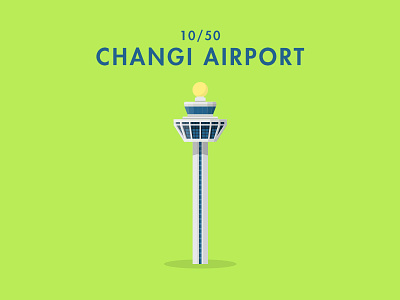 10/50: Changi Airport architecture buildings flat design illustration singapore