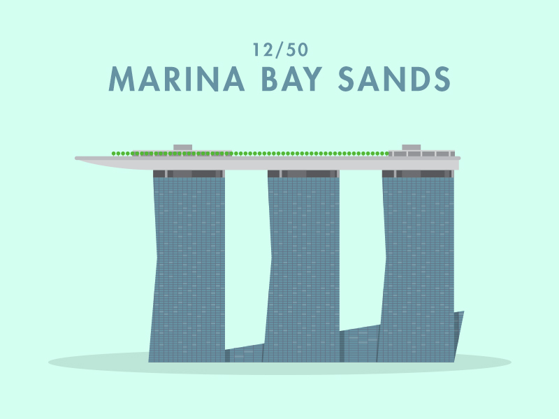 12/50: Marina Bay Sands architecture buildings flat design illustration singapore