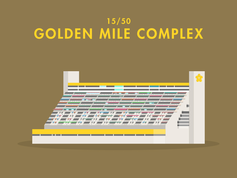 15/50: Golden Mile Complex architecture buildings flat design golden mile illustration singapore