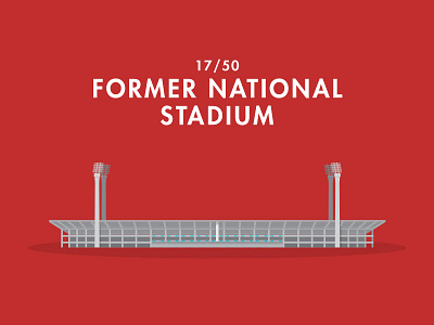 17/50: Former National Stadium architecture buildings flat design illustration national stadium singapore