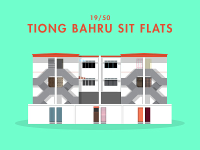 19/50: Tiong Bahru SIT Flats architecture buildings flat design hipster illustration singapore