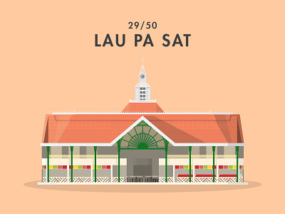 29/50: Lau Pa Sat architecture buildings flat design illustration lau pa sat singapore