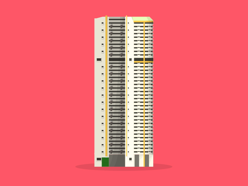 33/50: Pearl Bank Apartments architecture bank buildings flat design illustration pearl singapore