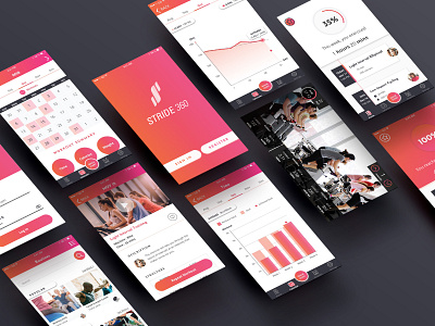 Stride 360 App app branding color data visualization design exercise gradient interface mobile product design sketch ui uiux ux