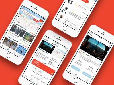 Voyage Local Guide Travel App app color design event explore graphic guide local location map mobile outdoor red review travel ui user experience user interface ux