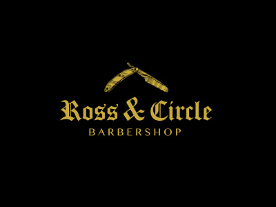 Ross & Circle - Daily Logo Challenge: Day 13 - Barbershop barbershop branding challenge daily dailylogochallenge design flat graphic illustration logo logo design logodesign logotype mockup old school sign typography vector