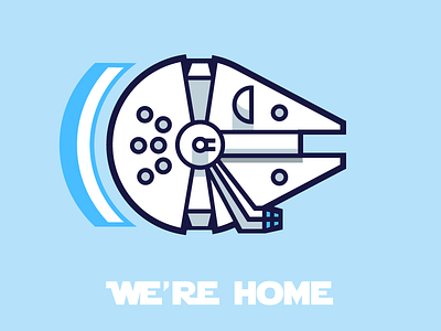 Chewie, we're home chewie falcon force han solo icon millenium outline spaceship star star wars wars