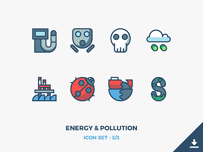 Energy & Pollution Icons Freebie earth eco energy environement environmental freebie icons outline pollute pollution renewable