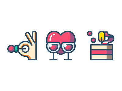 Tasting, dating, anniversaring! anniversary app baroudeur cake dating fingers glass heart icons outline tasting wine
