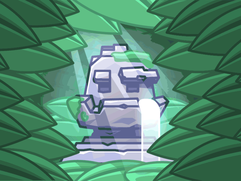 Golem fountain ancient fountain golem jungle leafs moss old ruins spring statue water