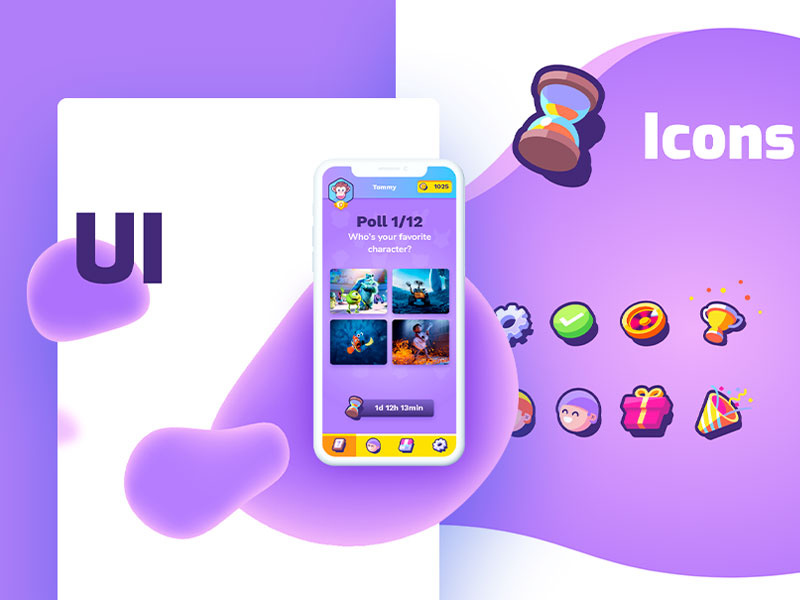 Kids app art direction illustration kids vector app icons icon hourglass phone poll ui artdirection