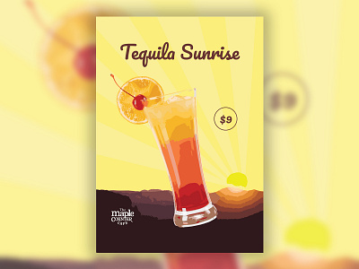 Tequila Sunrise Table Tent 3d beverage food graphic illustration illustrator restaurant supji table tent