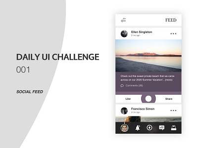 Daily UI Challenge 001 - Social Feed app clean color daily ui design feed pallete social supji ui