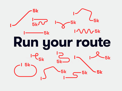 Run Your Route branding design flat icon logo typography