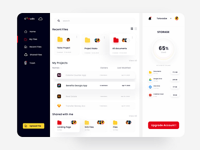 File Manager Dashboard app clean dashboad design dribbble best shot drive figma file explorer file manager file upload identity popular red storage talavadze ui ux web application