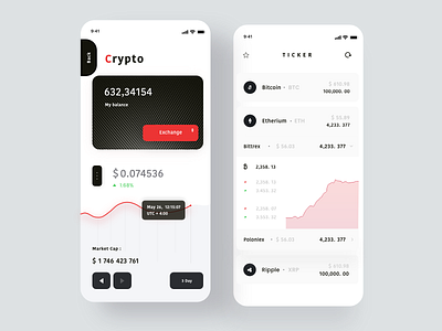 Crypto App Concept app bitcoin bittrex bots clean crypto currency crypto wallet design exchange identity minimal money management talavadze training ui ux wallet