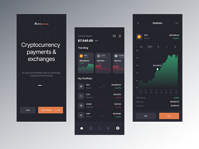 Crypto Wallet & Market UX/UI app app design applicaton bitcoin blockchain crypto crypto exchange crypto trading cryptocurrency dark design exchange finance fintech mobile app mobile design trading ui wallet web 3.0