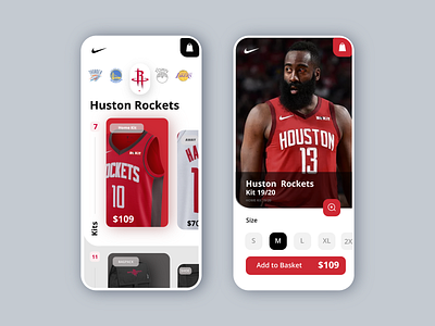 NBA - Nike - Shop App app branding design harden huston kit mobile mobile app mobile app design nba photoshop sports talavadze ui ux vector