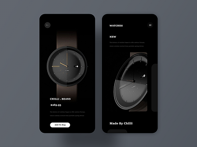 Watches Mobile Design app application ui back clean dark design identity inspiration minimal mobile talavadze ui unsplash ux watch