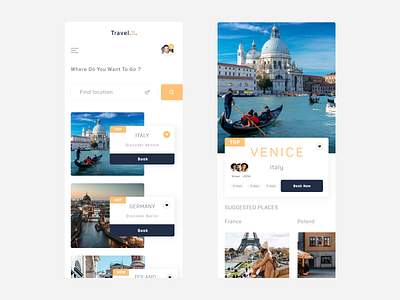 Travel.S. - mobile booking book booking booking app clean design find identity mobile mobile app place search talavadze travel travel app trip ui ux venice