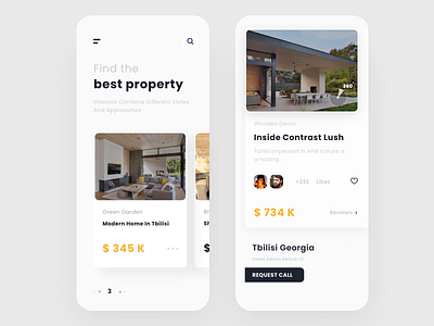 Real Estate - App Concept 360 view 3d app branding design houses identity inspiration ios minimal mobile real estate rental talavadze ui ux