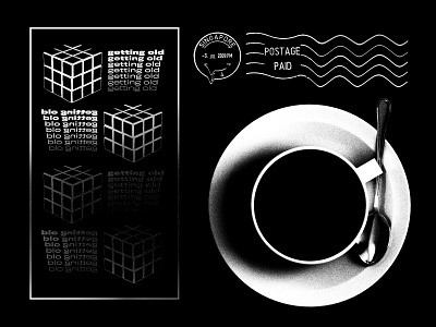 GROW UP art black white black and white coffee design gradient grain graphic design postage rubiks cube sugar triste