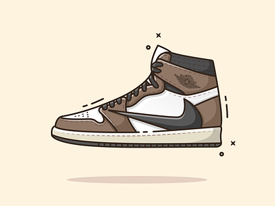 Nike Travis Scott Air Jordan 1 2d 2d art air jordan flat flat illustration flatdesign illustration illustrator minimal nike nike air shoes sneakers vector